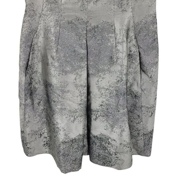 Vtg 80s Metallic Silver Fit Flare Dress Sz 14 Pockets Holiday Party Cocktail - Picture 6 of 11